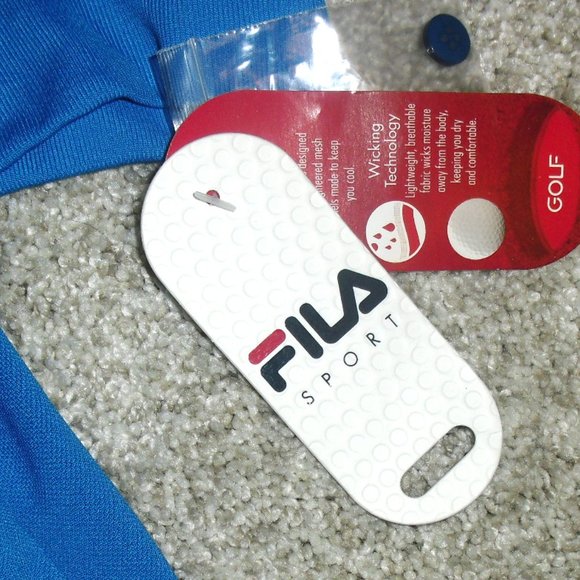 Fila Sport Golf $45 Mens Blue Black Collared Long Sleeve Shirt sz. XL New Tags - Picture 2 of 4